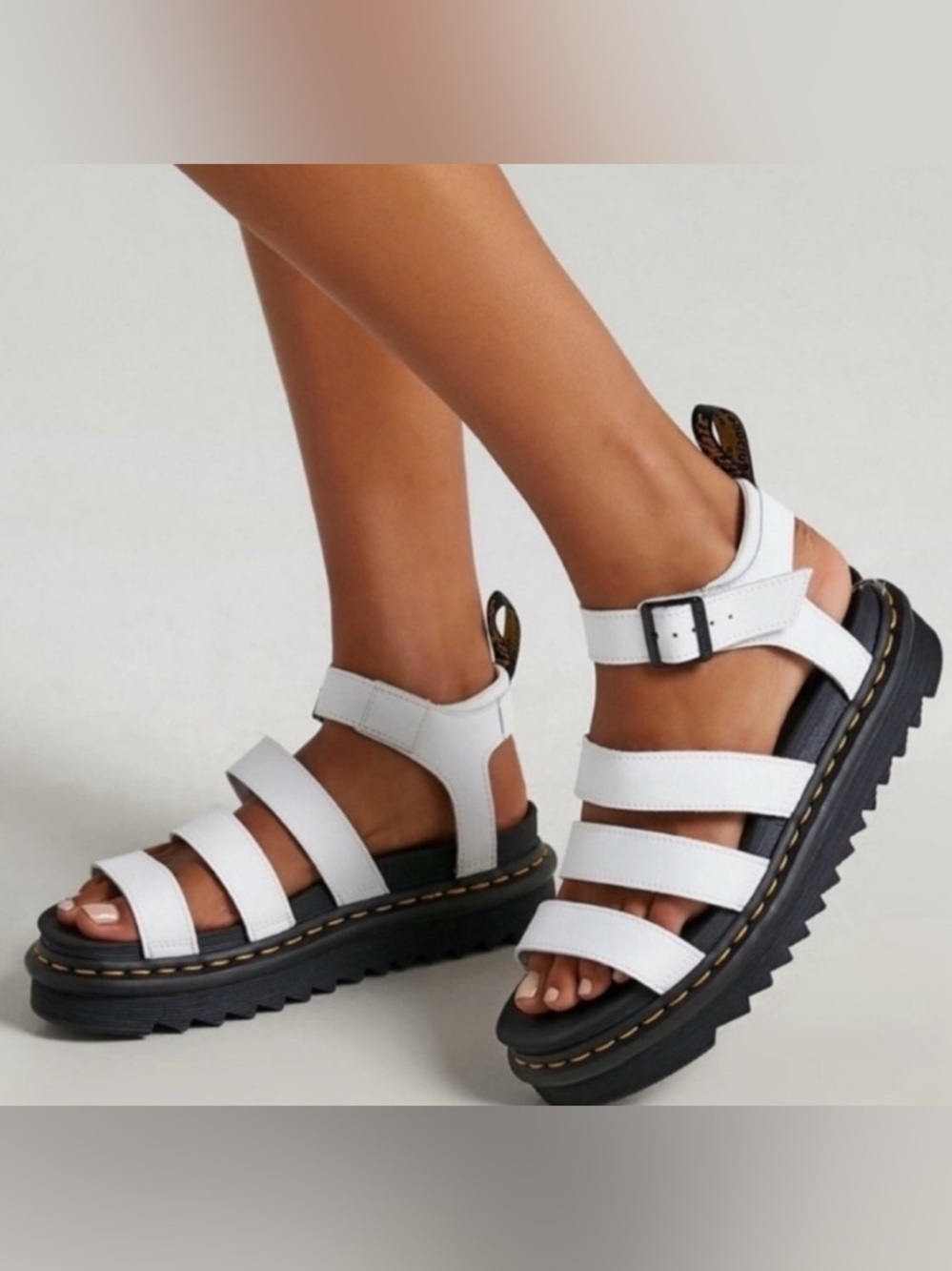 Dr. Martens White Strap Platform Sandals